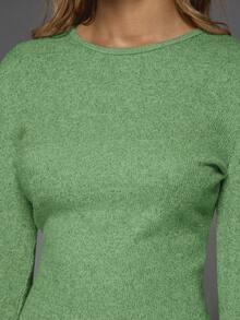 MISSGUIDED Long Sleeve Crew Neck Knit Pullover Sweater For Fall Winter Casual Everyday Wear Soft Comfortable Fitted Ribbed Texture - White - View 3