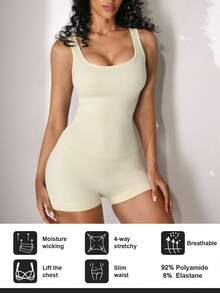 NudeFit 1pc Women Seamless Comfortable Tummy Control Lift Butt Bodysuit - Light Yellow - View 5