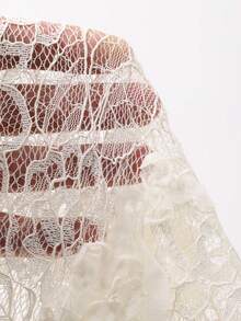 Dazy-Less Elegant Lace Women's Shirt, Waist Cinched Design, Casual For Commuting, Suitable For Spring, Summer, Valentine's Day, Wedding - White - View 9