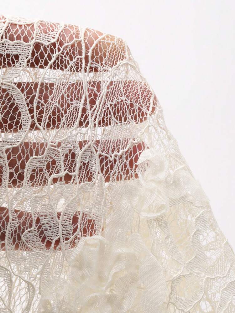Elegant Lace Women's Shirt, Waist Cinched Design, Casual For Commuting, Suitable For Spring, Summer, Valentine's Day, Wedding