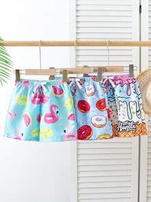 SHEIN Kids' Casual Loose Shorts, Swimwear Multi-Piece Set, Suitable For Summer, Beach, Vacation, Holiday, Family Trip - Blue - View 5