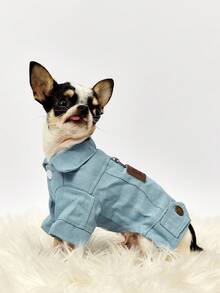 PETSIN Pet Denim Jacket With Leash Holes Spring And Fall Lightweight Stylish Dog And Cat Clothes For Small Dogs Must-Have Pet Apparel - Multicolor - View 2