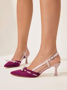 CUCCOO CHICEST 圣诞节棕色樱桃尖头细高跟露跟女式高跟鞋 - 酒紅色 - 查看 5