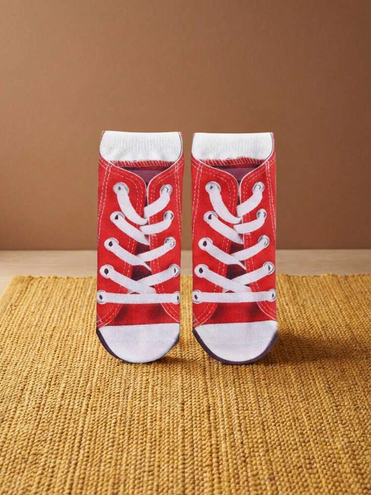 Joivida 3D Stereo Printed Funny Canvas Socks Quirky Soft Breathable Cotton Blend Moisture Wicking Non Slip Ribbed Cuff All Day Comfort Perfect For Daily Wear Casual Outings Office School Weekend Gatherings Novelty Funky Crazy Cute Colorful Statement Socks Fashion Must Have Cozy Durable Versatile Footwear Accessory - Multicolor - View 5