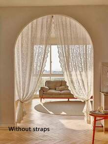 Cirelle 复古刺绣花卉蕾丝窗帘 – 适用于客厅和卧室的轻薄垂帘，透光浪漫窗饰，手工复古风格 - 彩色 - 查看 7