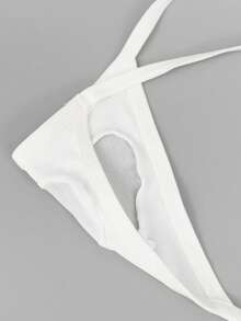 1pc Men's Sexy Underwear With Cute White Hollow Heart Mesh Design - White - View 4