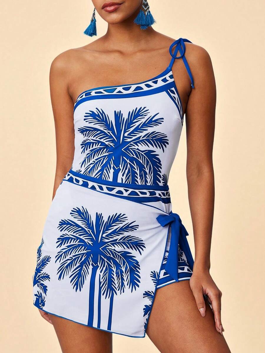 Travachic 女士度假沙滩椰树印花泳衣套装 - 彩色 - 查看 1