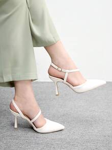 CUCCOO BIZCHIC Women's Pointed Toe Buckle Design Fashionable High Heels, Versatile For Daily Wear - Chantilly - View 1