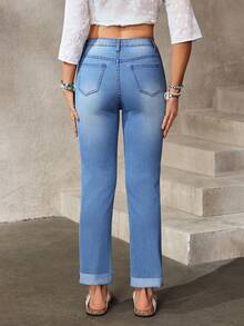 EMERY ROSE Women's Pocket Distressed Skinny Casual Versatile Jeans - Blue - View 4