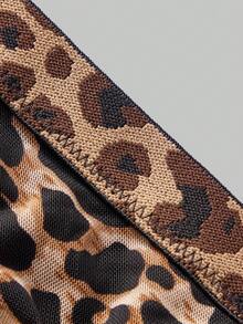 DrisQ 男士性感内衣，豹纹网纱搭配豹纹肩带，简约锐舞派对节日成熟男士风格 - 棕色 - 查看 5