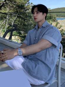 DAZY Men's Summer Solid Washed Denim Jacket - Blue - View 7