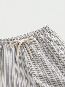 ESTAVOR Men's Casual Striped Drawstring Waist Shorts, Spring/Summer - Beige - View 3
