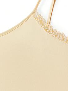 LUVLETTE 柔软 100% 纯棉 奢华蕾丝领口细节吊带睡裙内衣 - 黃色 - 查看 7