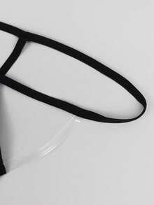 迷人诱人的黑色镂空网纱中腰性感男士内裤 - 黑色 - 查看 5