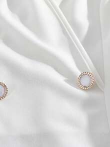 GlowEve Women's Woven V-Neck Double-Breasted Sleeveless Waist A-Line Elegant Business/Office/Casual Short Dress, Spring/Summer - White - View 6