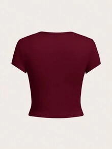 SHEIN EZwear 4件套女士休闲圆领短袖修身T恤，适合夏季穿着 - 彩色 - 查看 3