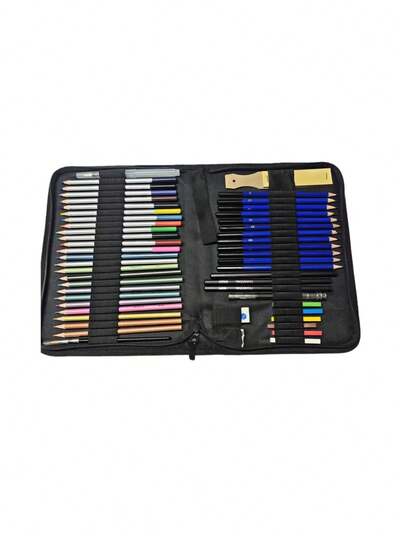 51Piece Painting And Sketching Set - Professional Art Supplies, - Includes Watercolor, Graphite, Colors, Metallics, Pastels, Charcoal Pencils
