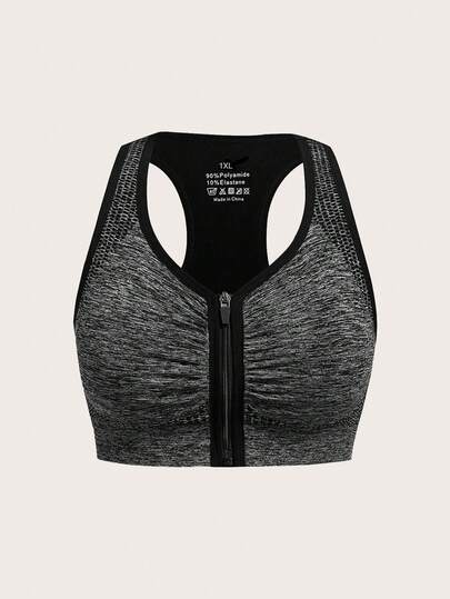 Rhythm Era Plus Size Criss-Cross Zipper Sports Bra