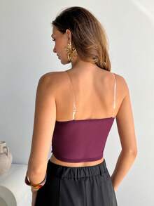 Aloruh Señora para una elegante y cómoda salida de primavera, con elegante encaje tridimensional. Sujetador recogido, parte superior con forma de copa, vestido ajustado al Body, copas del pecho recogidas, tirantes atados con lazos. Adecuado para conciertos, conciertos de música country, discotecas y fiestas sexys. Body de fiesta sexy y elegante, parte superior. - Rojo violeta - Ver 5