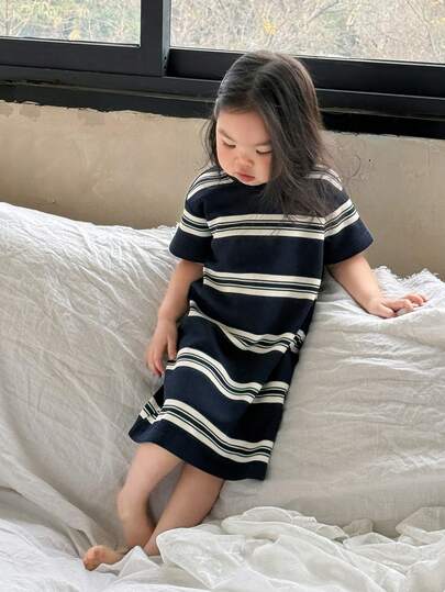 DAZY 女童圆领条纹休闲舒适家居服