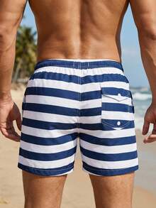 Traje de Baño para Hombre de Secado Rápido - Cómodo y Fresco para Playa, Piscina y Verano - AZUL Y BLANCO - Ver 3