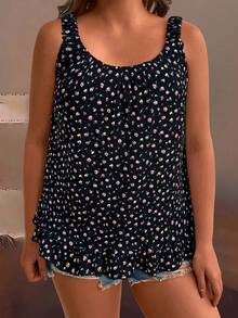 EMERY ROSE 大码女式法式休闲优雅碎花吊带背心 大码女式背心 女式上衣 大码女式夏季上衣 大码无袖上衣 碎花上衣 女式上衣和衬衫 女式夏季上衣 女式高级上衣 女式夏季上衣 女式可爱衬衫 女式休闲优雅最新款女式上衣 新品上市 - 藏蓝色 - 查看 4