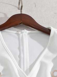 GlowEve Women's Woven V-Neck Double-Breasted Sleeveless Waist A-Line Elegant Business/Office/Casual Short Dress, Spring/Summer - White - View 5