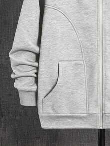 青少年男童休闲连帽卫衣，黑色，街头风，舒适时尚，百搭，面料柔软，适合日常穿着、上学、外出、户外活动，四季皆宜。灰色拉链卫衣，星形图案卫衣，男童款 - 灰色 - 查看 6