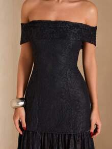 SHEIN BAE Spring/Summer Cherry Blossom Pink Cutout Minimalist Casual Mini Bodycon Dress, Pink Dress - Black - View 7