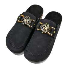 Mules Loafers con Hebilla Metálica - Gamuza Sintética Cómoda - Negro - Ver 1
