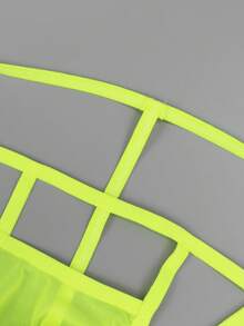 1pc Fashionable Charming Yellow Hollow Mesh Sexy Briefs For Men - Yellow - View 3