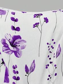Franclia Bộ váy voan họa tiết hoa nhí dành cho nữ cỡ lớn, kèm áo khoác cardigan thanh lịch, thích hợp cho mùa hè. - Màu tím - Xem 5