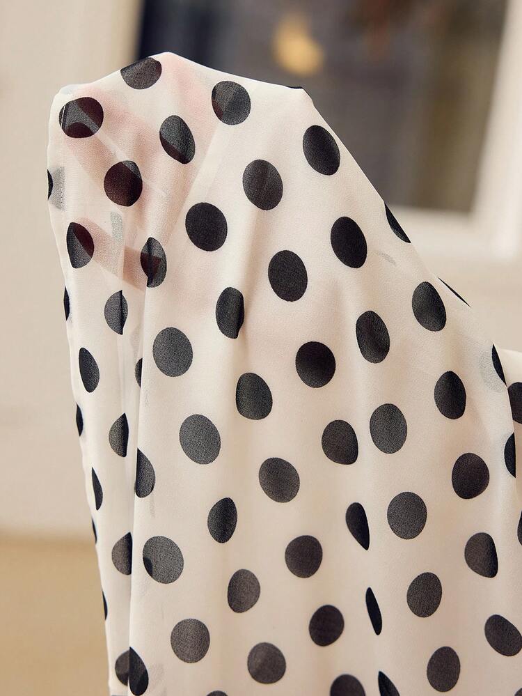 POLKA DOT WOMEN'S TIE NECK BLOUSE, ECONOMICAL & FASHIONABLE