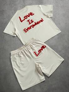 PAVTROS Men's Round Neck Short Sleeve Fashionable Summer Casual T-Shirt Set - Beige - View 1