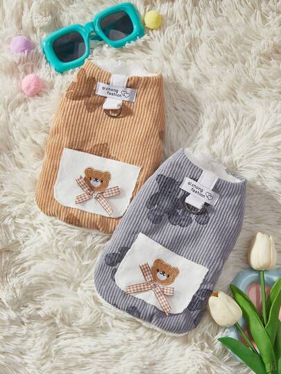 PETSIN Chaleco de invierno ajustable para mascotas hecho de una mezcla suave de algodón con forro térmico a prueba de viento e impermeable, con tiras reflectantes, agujero incorporado para correa, fácil de poner y quitar, con un lindo diseño de panda, adecuado para razas pequeñas como Teddy, Bichon, Pomerania, Schnauzer y gatos, apropiado para paseos de otoño e invierno, salidas en clima frío y moda para mascotas