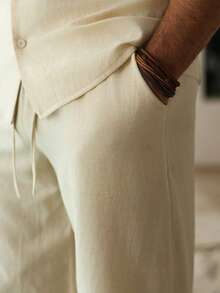 Manfinity RSRT Bộ áo sơ mi nam thời trang thường ngày bán chạy nhất của INS, chất liệu giả lanh, phù hợp cho các hoạt động hàng ngày, áo sơ mi nam. - Xám - Xem 5