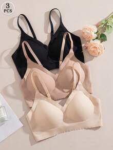 NudeFit 3pcs/Set Elegant & Comfortable Seamless Bras For Women, Multi-Color - Multicolor - View 5