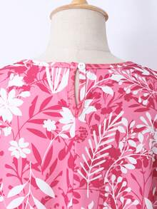 SHEIN 新款碎花连衣裙，适合大女孩——甜美蝴蝶公主长裙，时尚少女服装。V领喇叭袖优雅连衣裙，日常穿着或度假皆宜。 - 彩色 - 查看 7