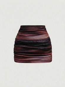Rafferiza 2026 New Arrival Smocked Printed Tulle Mini Skirt - Slim Fit Minimalist Style For Casual Office Vacation - Multicolor - View 7