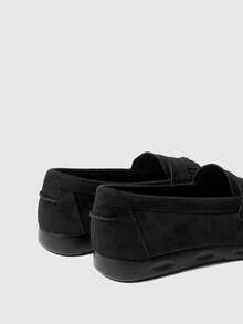 Sleekvia Women Shoes Women's Spring And Autumn New Black Suede Soft Sole Tassel Casual Beanie Shoes Comfortable Commuting Slip-On Loafers Women's Flat Shoes Valentine's Day - Black - View 5