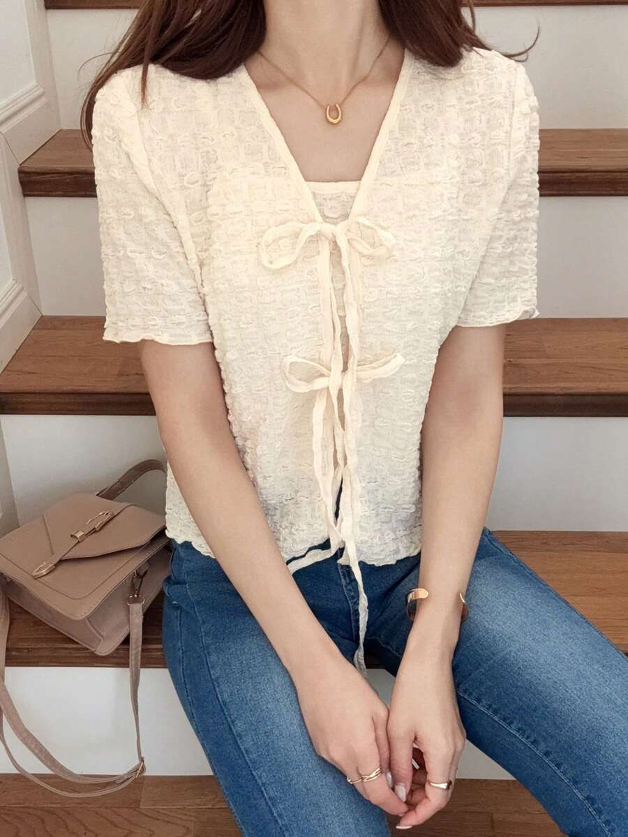 FRIFUL Women's Fashion Camisole & Jacket 2 Pieces Set, Summer - White - View 1