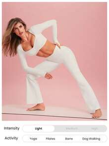 GLOWMODE Valentine's Day FeatherFit™ Heartline Buttery-Soft Sweat-Wicking Stretchy Thumbhole Design Gathered Bust Removable Cups Cropped Long-Sleeve Low Impact Yoga Studio Gym Daily Active Wear - White - View 7