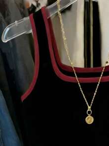 Resyla Women's Casual Sleeveless Crop Top With Contrast Trim, Suitable For Summer Daily Wear - Red and Black - View 3