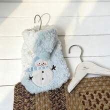 PETSIN Teddy Snowman Pattern Hooded Sweatshirt Bichon Winter Clothes Schnauzer Warm Padded Coat Dog Outdoor Thickened Outerwear - Blue - View 8