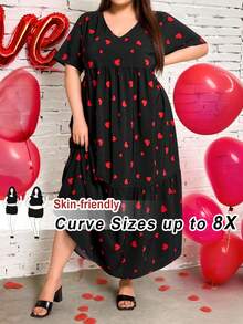 SHEIN CURVE+ CURVE PLUS /Ngày Valentine/Đầm maxi cỡ lớn dành cho kỳ nghỉ biển, nghỉ dưỡng, phong cách Boho, mùa hè/đồng quê/trang phục đi biển/trang phục đi biển/đồ đi biển - Nhiều màu - Xem 10