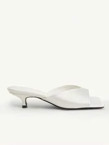 CUCCOO CHICEST Open Toe Heeled Mules Back To School Shoes College Student Shoes Spring Shoes Spring Break Easter For Christmas Valentine's Day Elegant Shoes - Off-white - View 7