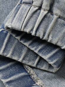 DAZY Áo khoác denim xanh phối màu cổ bẻ dành cho nam, thích hợp cho mùa xuân và mùa thu. - Màu xanh lam - Xem 7