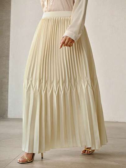 MOTF PREMIUM PLUS SIZE SOLID COLOR PLEATED SKIRT