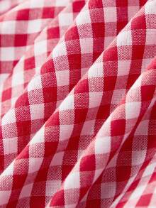 SHEIN MOD Women's Red & White Plaid Backless Twist Ruched Cami Mini Dress,Red Plaid Dress,Picnic Dresses,Tea Party Outfits,Beach Dress,Going Out ,Summer Holiday Outfitsvacation - Red and White - View 7