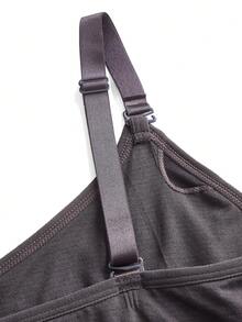 حمالة صدر بليت بحجم زائد بسيطة بالموحد اللون دون خياطة - رمادي غامق - مشاهدة 5